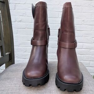 Franco Sarto Womens Elle Zipper Leather Motorcycle Boots 7407l1200 SZ 10 NIB